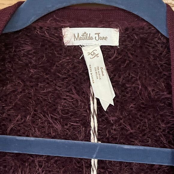 NWT Matilda Jane Friends Forever Meagan Cardigan Purple Fuzzy Open Front Medium - Picture 2 of 7